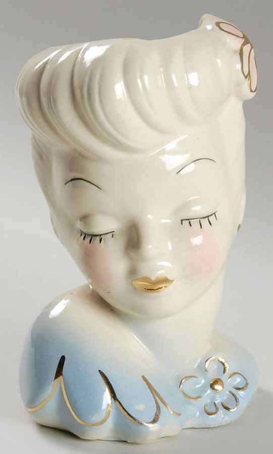 Head Vases Glamour Girl-Blue Dress - No Box by Unknown Manufacturer-1