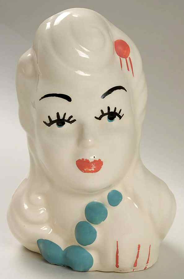 Head Vases Lady Celebrity  Blue/Red Accen - No Box by Unknown Manufacturer-1