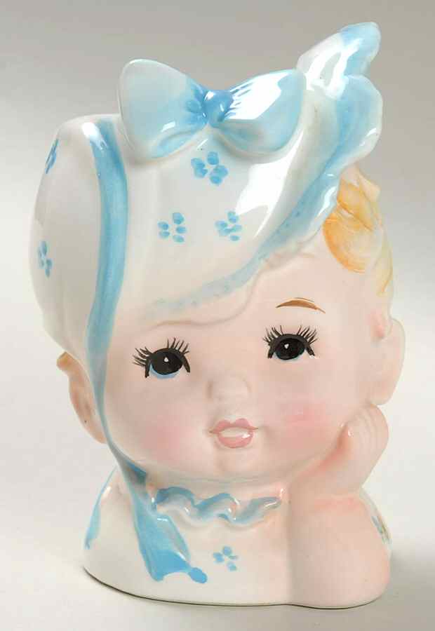 Head Vases Baby Blonde Blue Hat Bow - No Box by Unknown Manufacturer-1