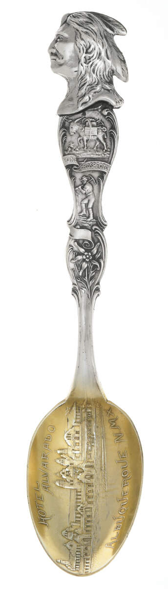 New Mexico Souvenir Spoon Hotel Alvarado, Albuquerque - No Box by Unknown Mfg Silver-1