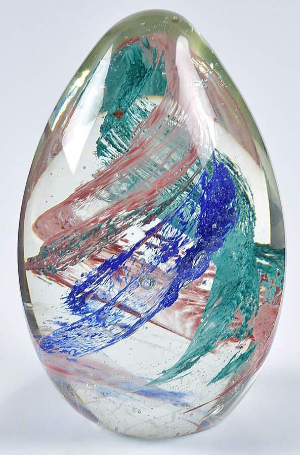 Art Glass Paperweights Egg Shape Swirls - No Box by Unknown Mfg Collectibles-1