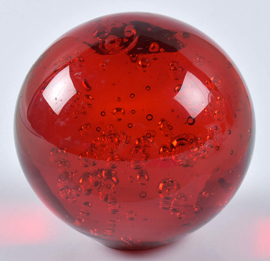 Art Glass Paperweights Red Sphere With Bubbles - No Box by Unknown Mfg Collectibles-1