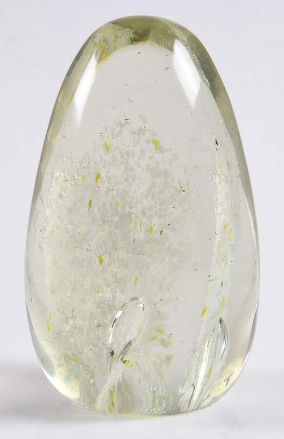 Art Glass Paperweights Egg-Clear, White Fleck Sprays  - No Box by Unknown Mfg Collectibles-1