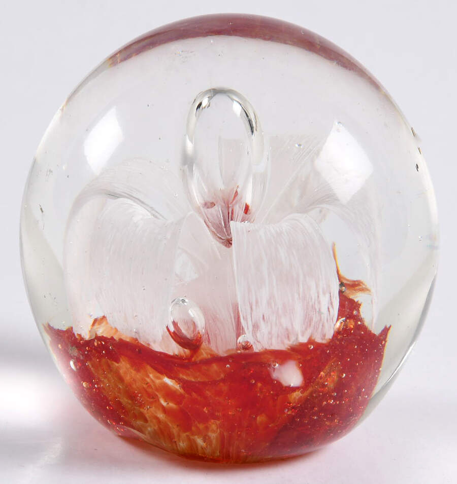 Art Glass Paperweights White Flower - No Box by Unknown Mfg Collectibles-1