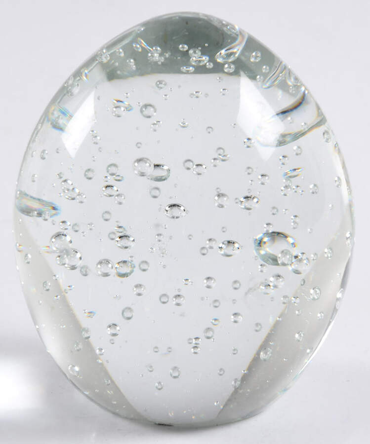 Art Glass Paperweights Egg-Clear With Bubbles - No Box by Unknown Mfg Collectibles-1