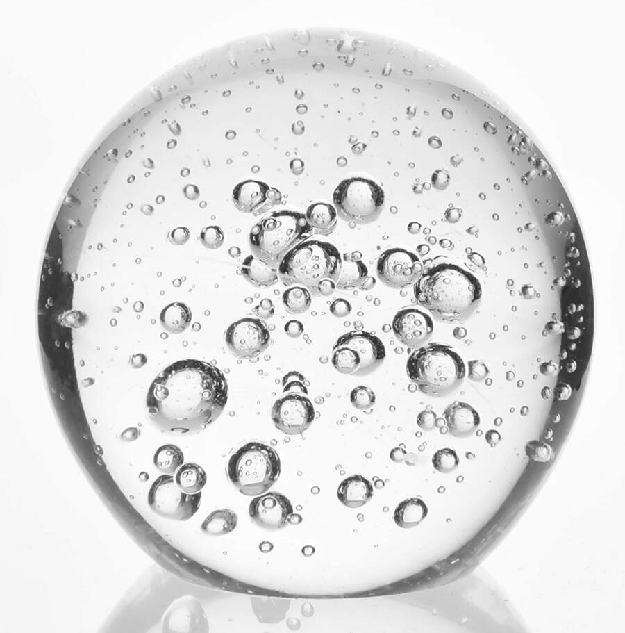 Art Glass Paperweights Clear Sphere, Mixed Bubbles - No Box by Unknown Mfg Collectibles-1