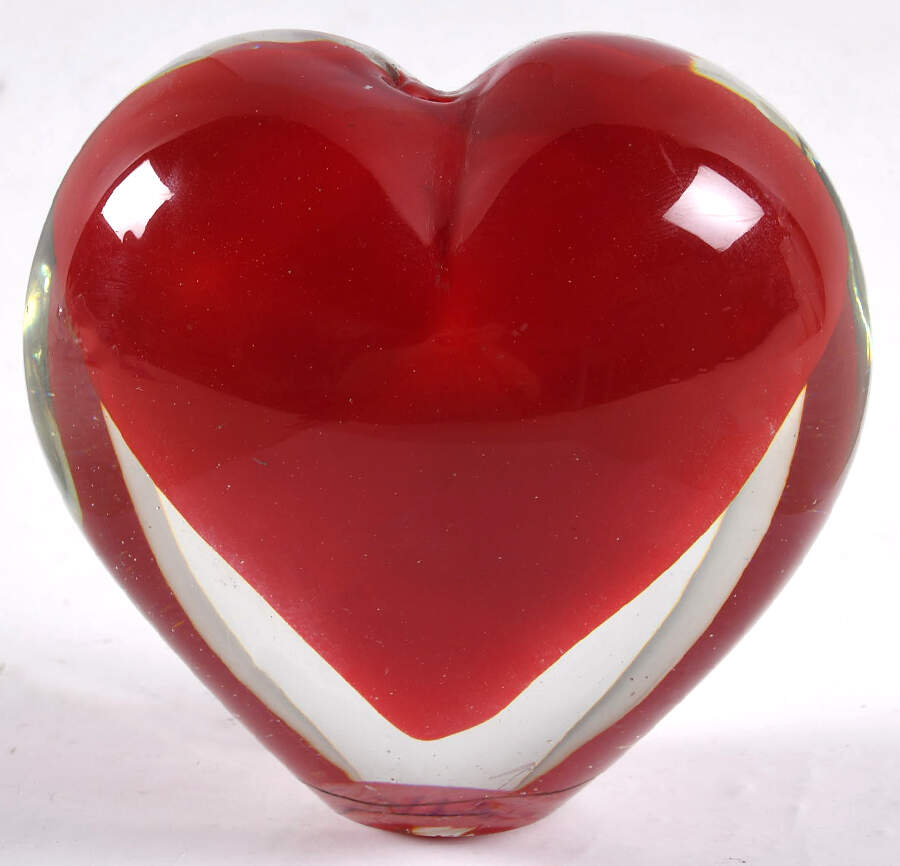 Art Glass Paperweights Heart-Red In Clear Casing - No Box by Unknown Mfg Collectibles-1