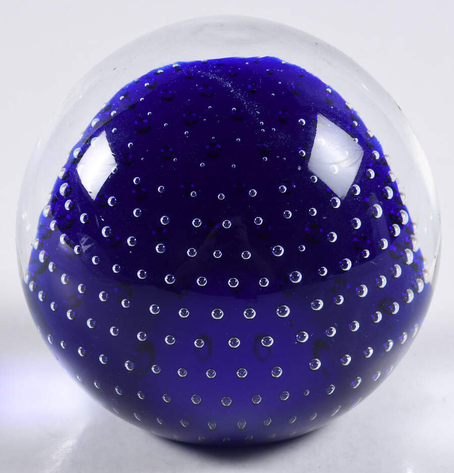 Art Glass Paperweights Cobalt Blue - Controlled Bubbles - No Box by Unknown Mfg Collectibles-1