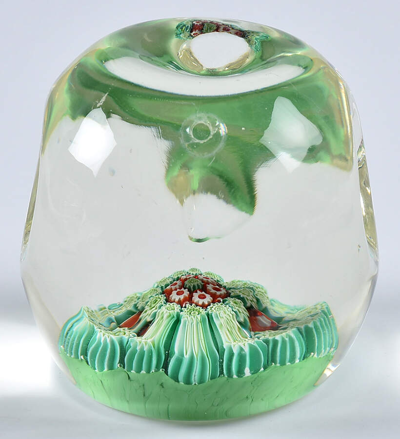 Art Glass Paperweights Millefiori With Dimples-Red,Green - No Box by Unknown Mfg Collectibles-1