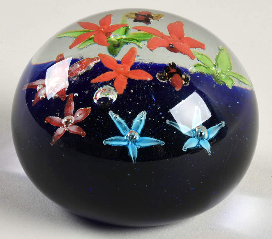 Art Glass Paperweights Multicolor Flowers - No Box by Unknown Mfg Collectibles-1
