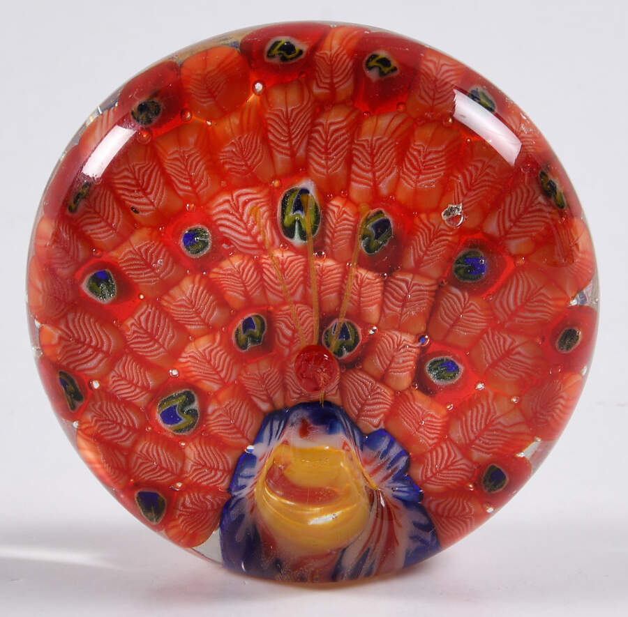 Art Glass Paperweights Peacock-Millefiore,Red - No Box by Unknown Mfg Collectibles-1