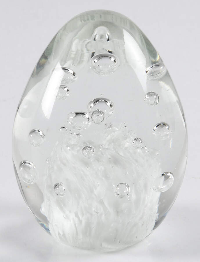 Art Glass Paperweights Egg-White Center With Bubbles - No Box by Unknown Mfg Collectibles-1
