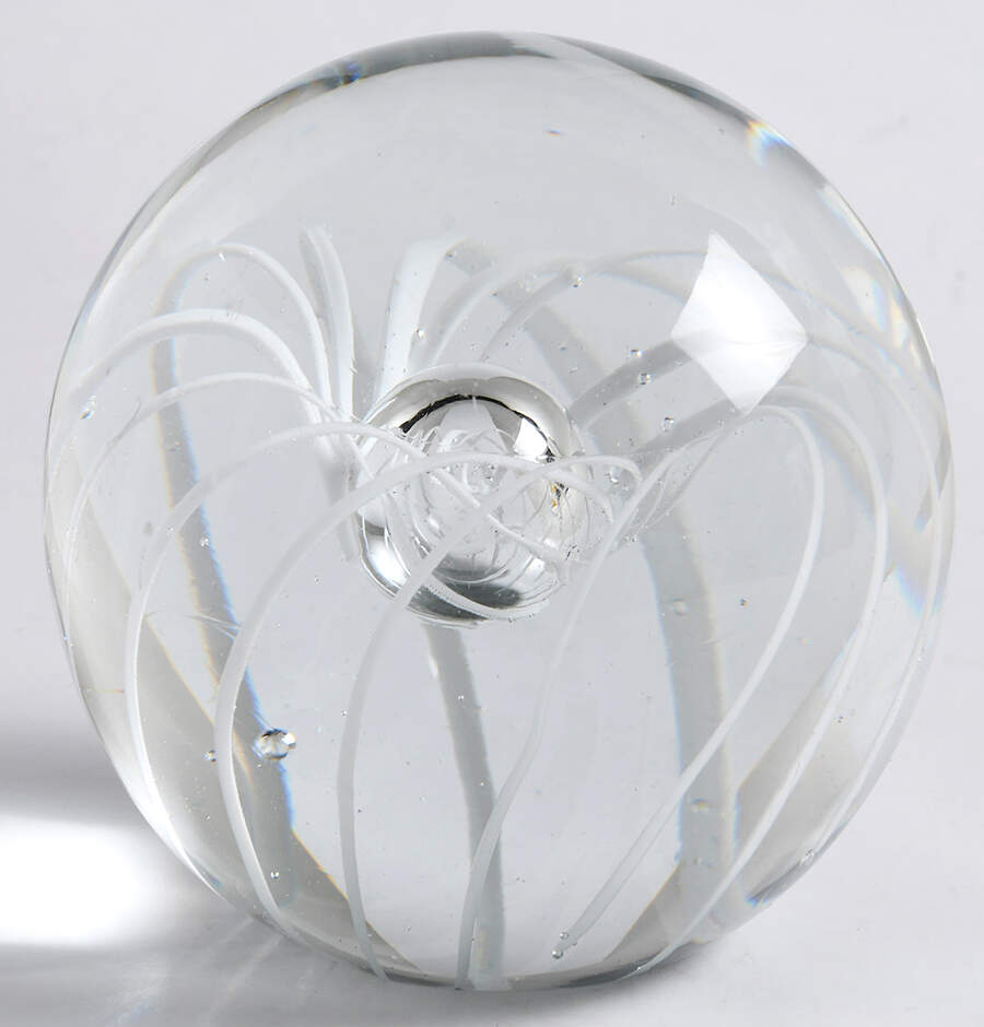Art Glass Paperweights Center Bubble,White Lines - No Box by Unknown Mfg Collectibles-1
