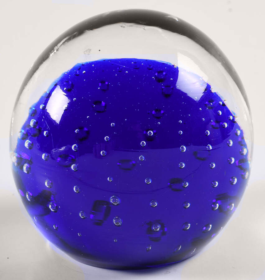 Art Glass Paperweights Cobalt With Controlled Bubbles - No Box by Unknown Mfg Collectibles-1