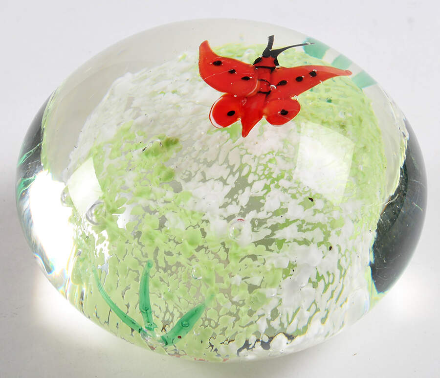 Art Glass Paperweights Red Butterfly - No Box by Unknown Mfg Collectibles-1