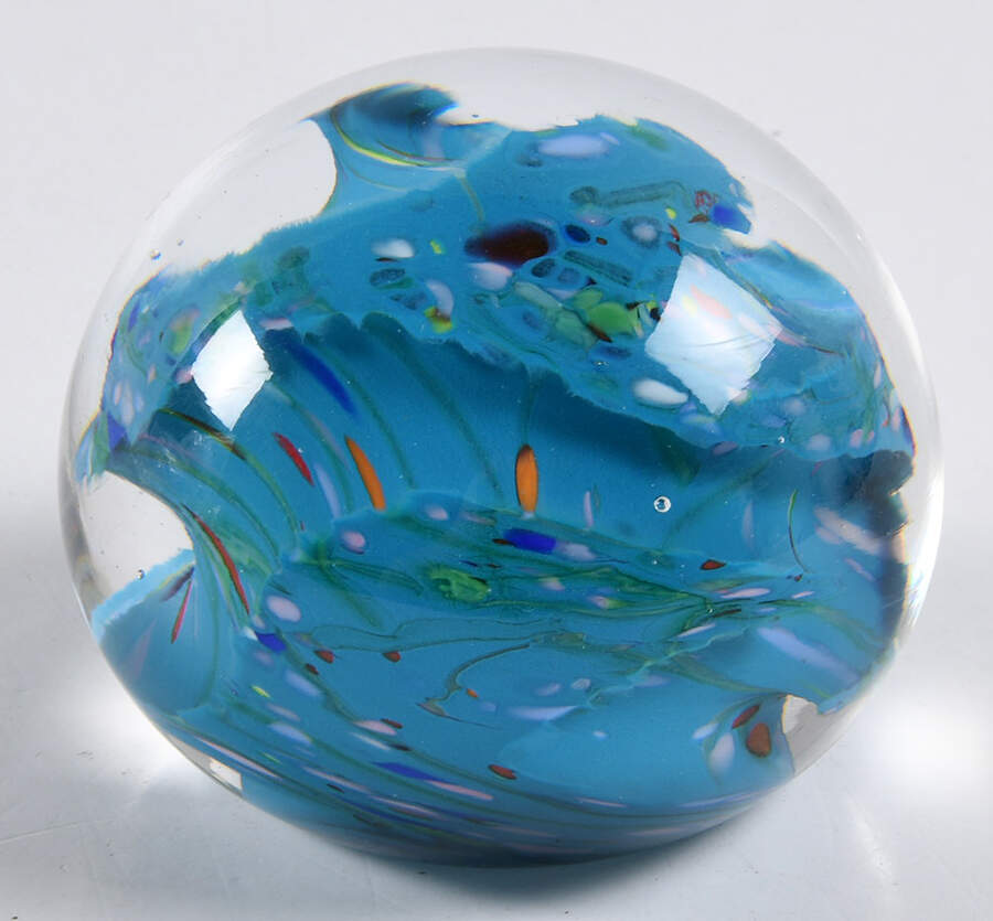 Art Glass Paperweights Blue Swirl Design - No Box by Unknown Mfg Collectibles-1