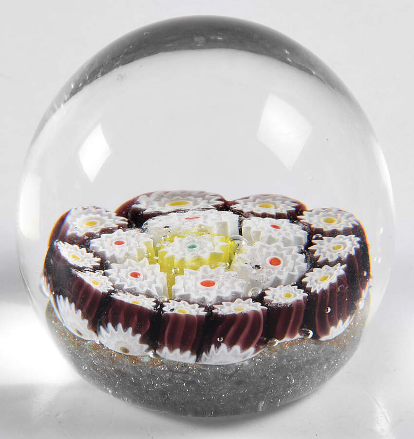 Art Glass Paperweights Millefiore-Purple & White - No Box by Unknown Mfg Collectibles-1