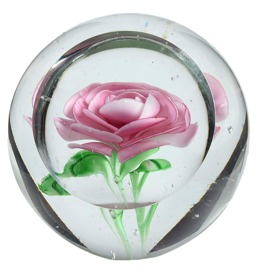 Art Glass Paperweights Pink Rose Bloom - No Box by Unknown Mfg Collectibles-1