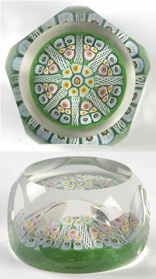 Art Glass Paperweights Green Millefiori - No Box by Unknown Mfg Collectibles-1