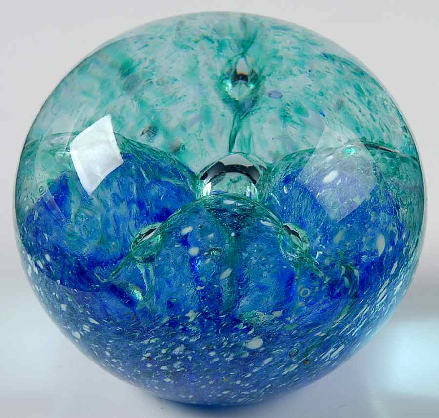 Art Glass Paperweights Blue, Green, Flecks - No Box by Unknown Mfg Collectibles-1