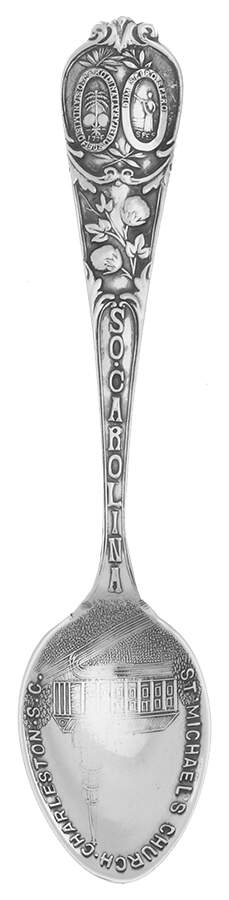 South Carolina Souvenir Spoon St.Michaels Church, Charleston - No Box by Unknown Mfg Silver-1