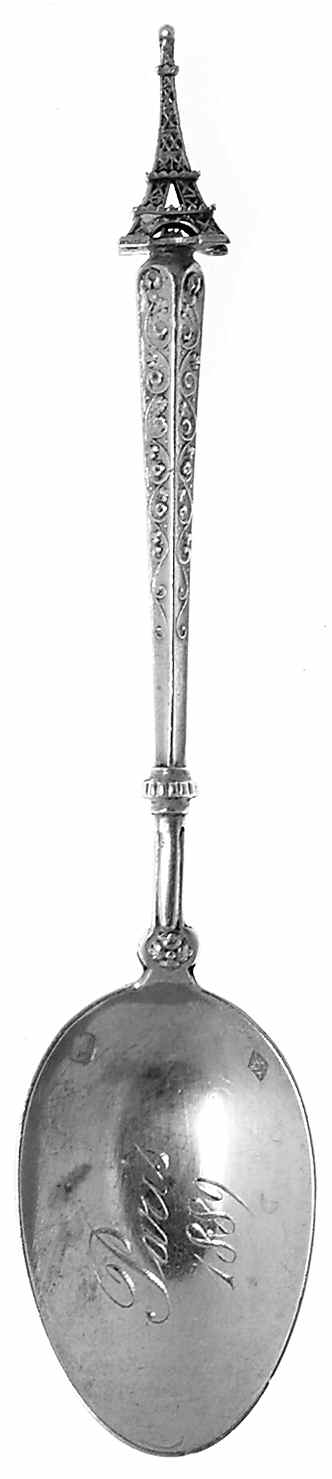 France Souvenir Spoons Paris-1889-Effiel Tower Handle - No Box by Unknown Mfg Silver-1