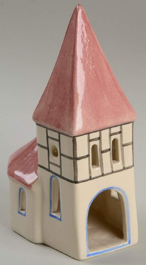 Cottages By Ursula Leyk Romanesque Pink/Blue Church - No Box by Ursula Leyk-1