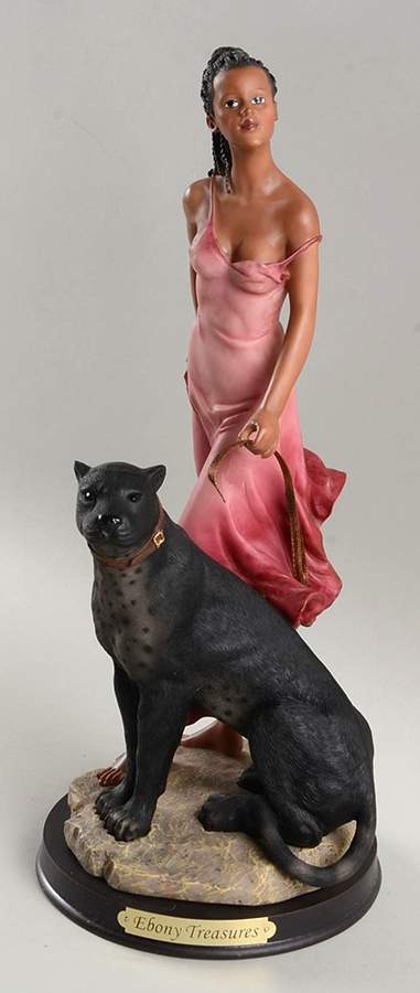 Ebony Treasures Woman With Black Leopard - No Box by United Treasures-1