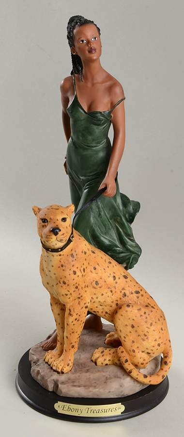 Ebony Treasures Woman With Yellow Leopard - No Box by United Treasures-1