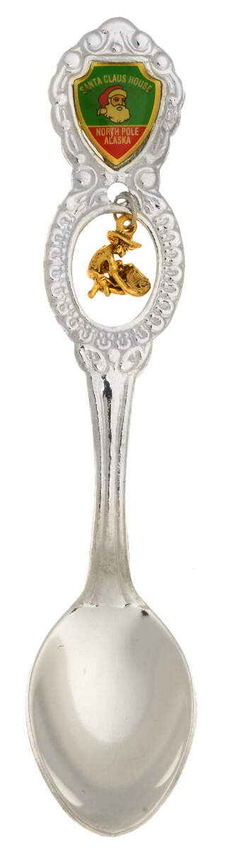 States and Cities Spoons(Silverplate Or Stainless) Santa Claus House, North Pole, Ak - No Box by Unknown Mfg Silver-1