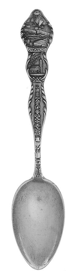 Alaska Souvenir Spoon Log Cabin Church - No Box by Unknown Mfg Silver-1