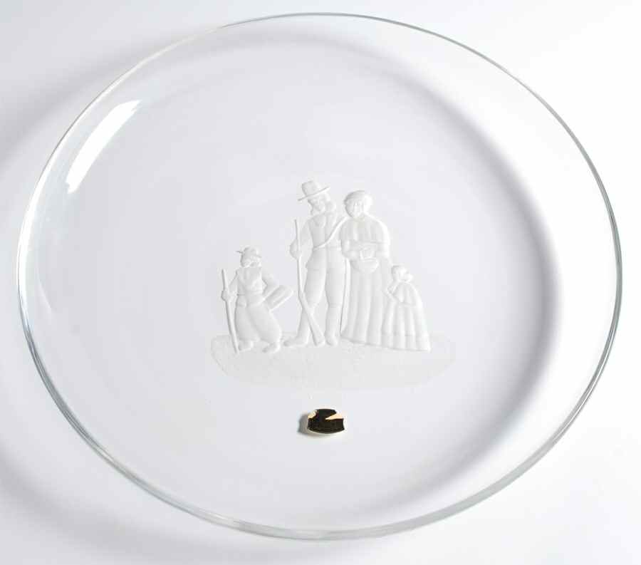 American Heritage-Plate Pilgrim Family - With Box by Val St Lambert-1