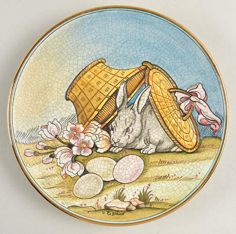 Easter Plate-Veneto Flair Rabbits - With Box by Veneto Flair-1