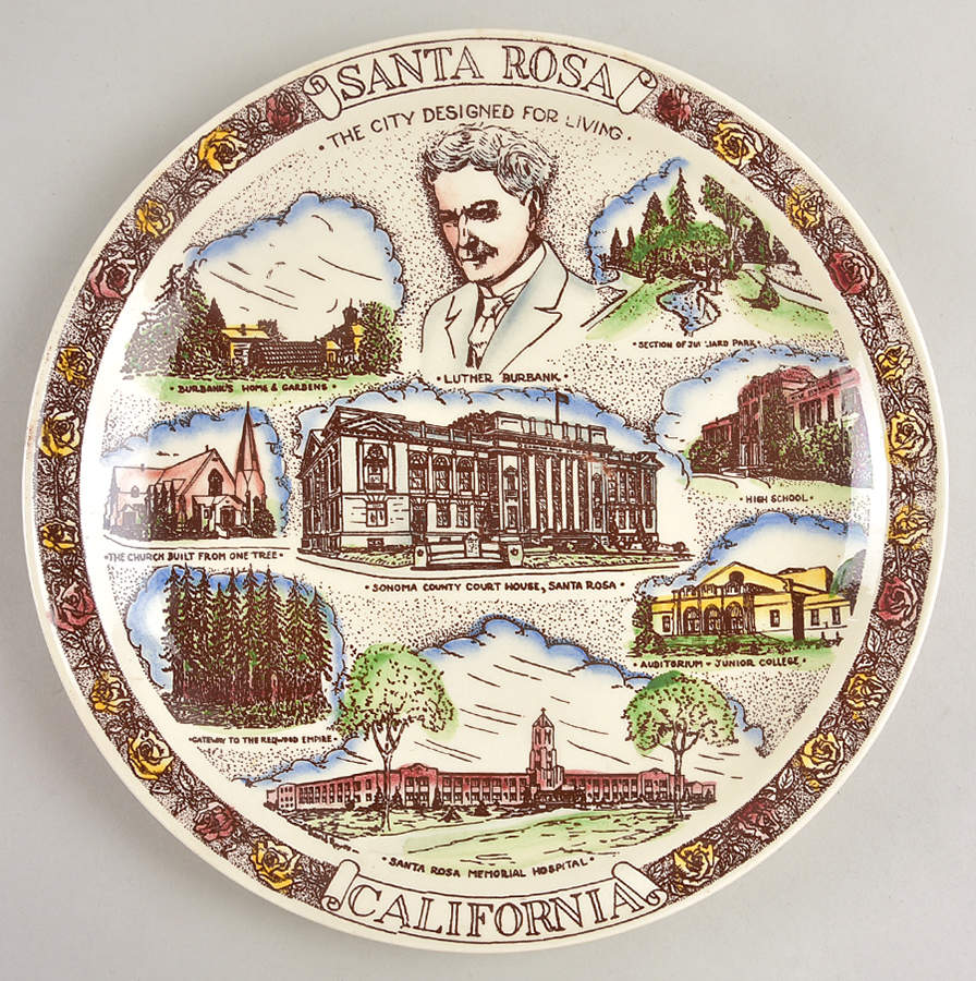 City Plates Santa Rose California - No Box-California Motif17-Multi by Vernon Kilns-1