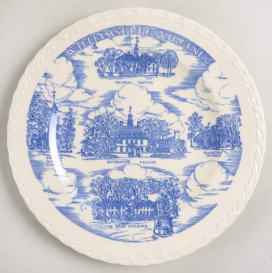 City Plates Williamsburg Virginia-Blue - No Box-Virginia Motif 3-Blue by Vernon Kilns-1