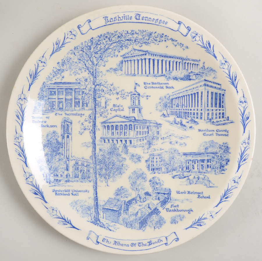 City Plates Nashville Tennessee-Blue - No Box-Tennessee Motif 4-Blue by Vernon Kilns-1