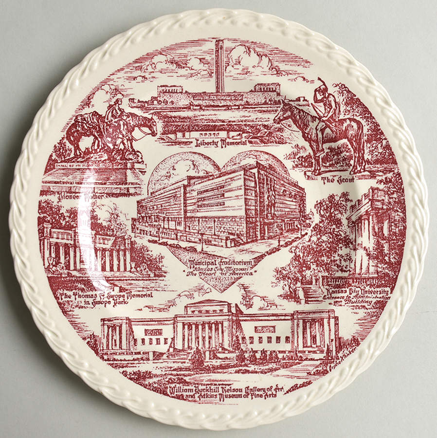 City Plates Kansas City, Missouri - No Box-Missouri Motif 3-Red SW by Vernon Kilns-1