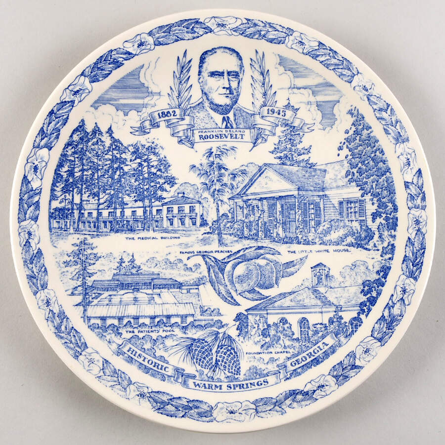 City Plates Warm Springs Georgia-Blue - No Box-Georgia Motif 6-Blue by Vernon Kilns-1