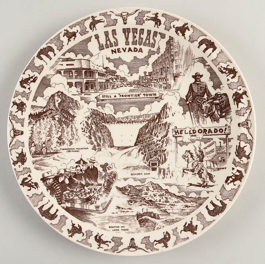 City Plates Las Vegas Nevada-Brown - No Box-Nevada Motif 2-Brown by Vernon Kilns-1