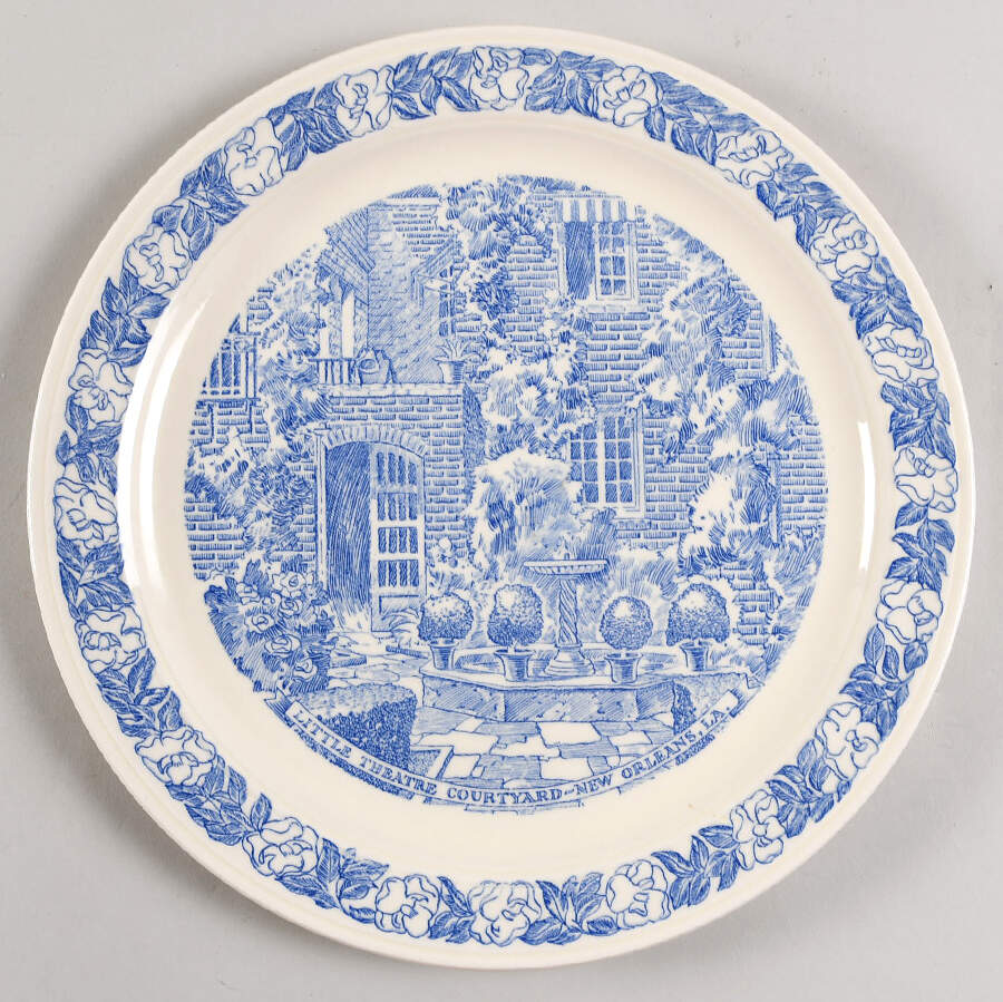 City Plates New Orleans Louisiana - No Box-Louisiana Motif 6-Blue by Vernon Kilns-1