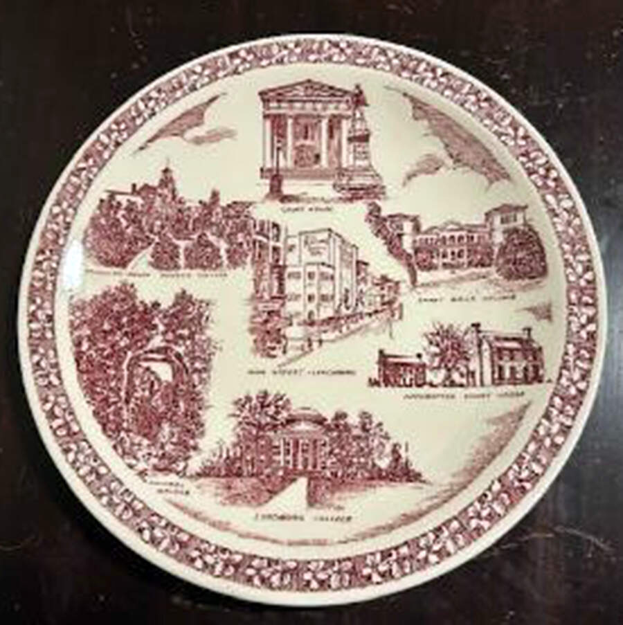 City Plates Lynchburg Virginia - No Box-Virginia Motif 10-Red by Vernon Kilns-1