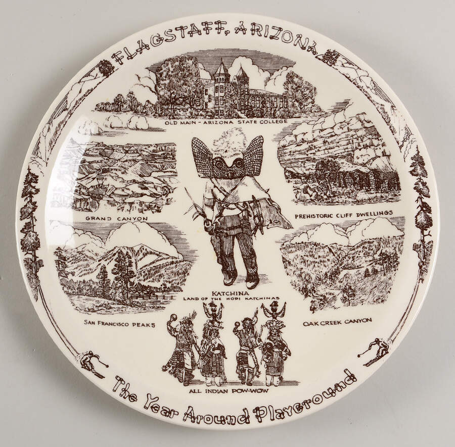 City Plates Flagstaff Arizona-Brown - No Box-Arizona Motif 2-Brown by Vernon Kilns-1