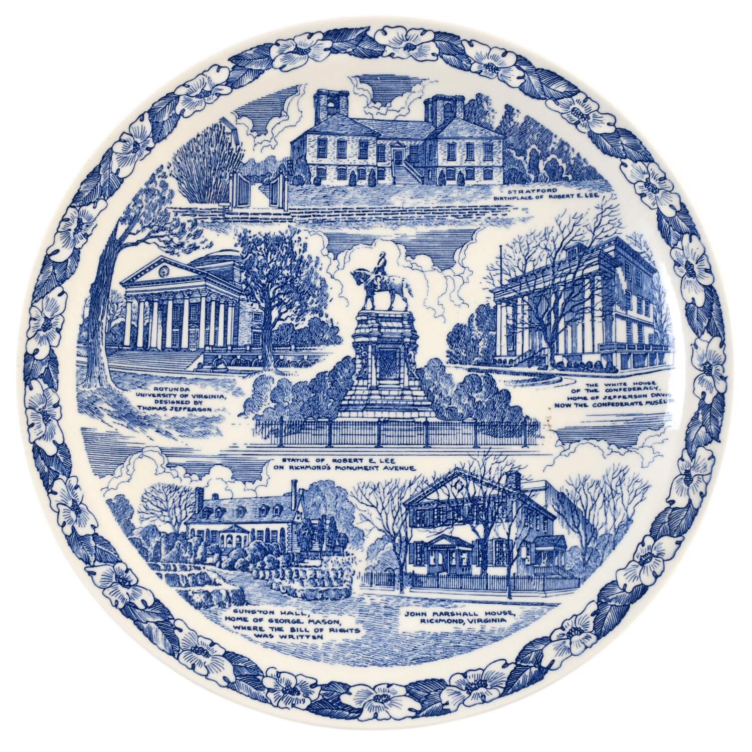 City Plates Richmond Virginia - No Box-Virginia Motif 9-Blue by Vernon Kilns-1