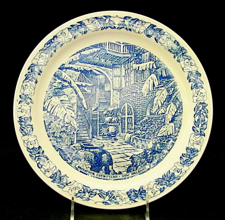City Plates Old New Orleans Louisiana-Blue - No Box-Louisiana Motif 2-Blue by Vernon Kilns-1