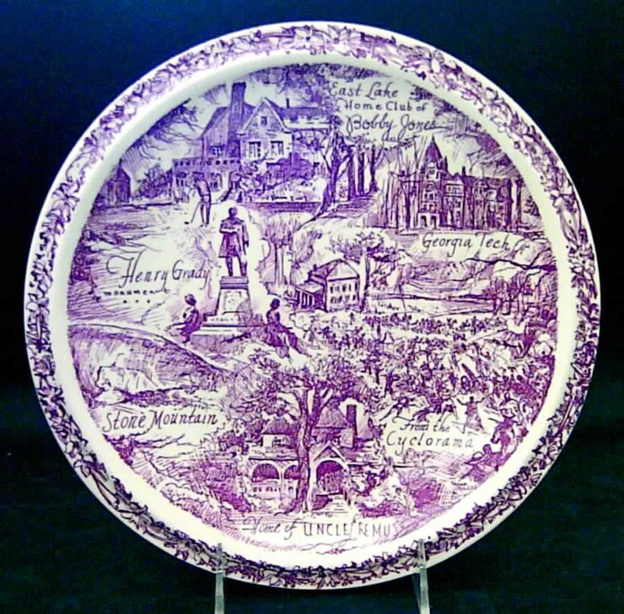 City Plates Atlanta Georgia-Red Davison Paxton's - Georgia Motif 1-Red by Vernon Kilns-1