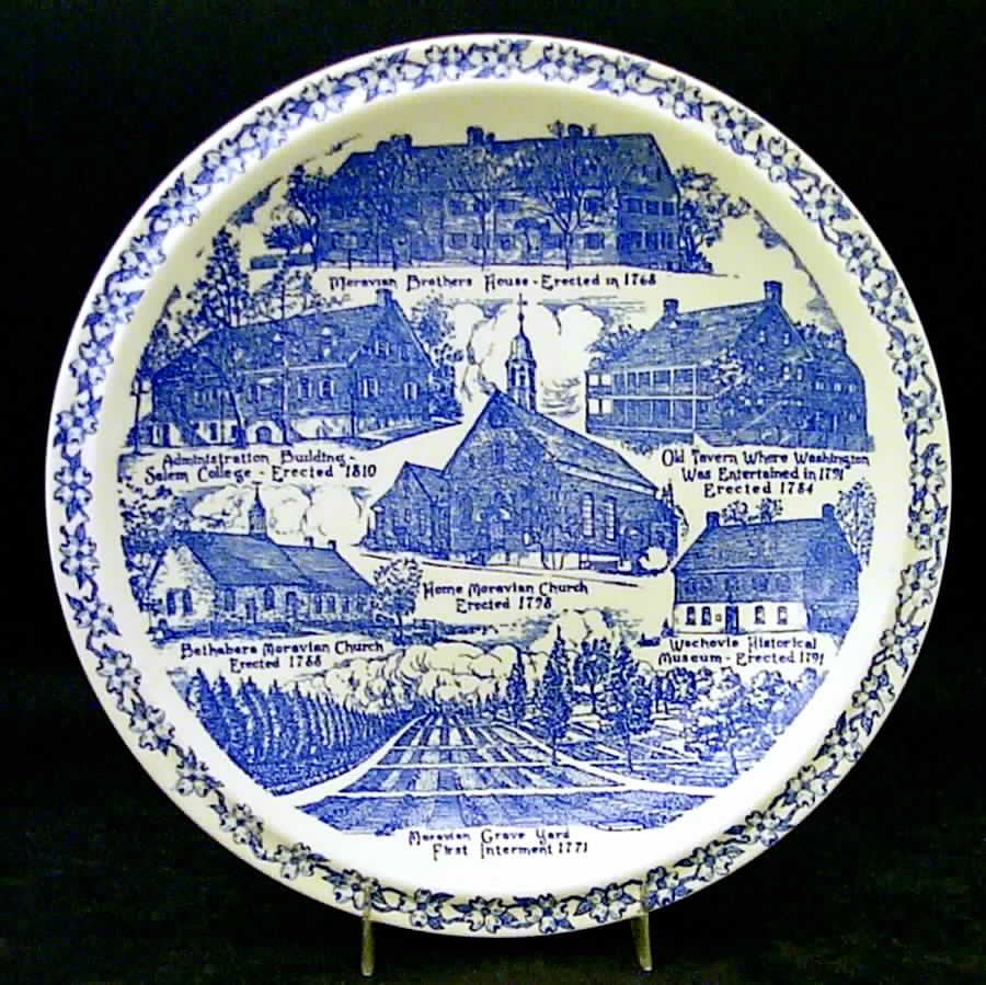 City Plates Old Salem North Carolina - No Box-North Carolina 5-Blue by Vernon Kilns-1