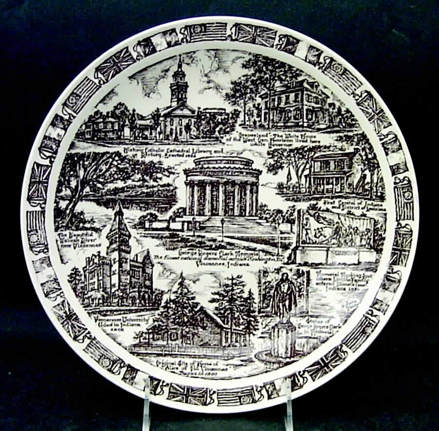 City Plates Vincennes Indiana-Brown - No Box-Indiana Motif 2-Brown by Vernon Kilns-1