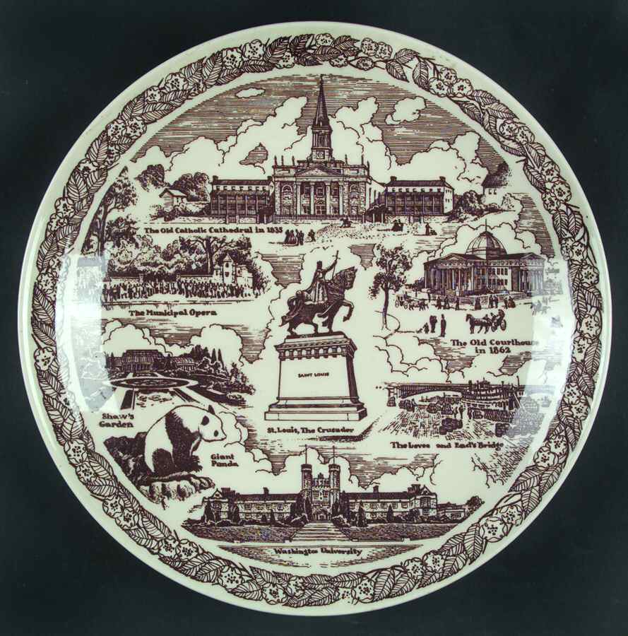 City Plates St Louis Missouri-Brown - No Box-Missouri Motif 1-Brown by Vernon Kilns-1