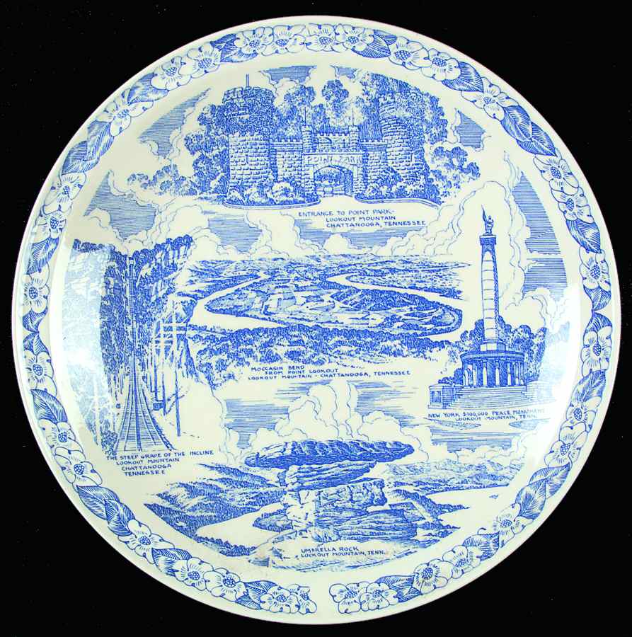 City Plates Lookout Mountain Tennessee-Blue - No Box-Tennessee Motif 2-Blue by Vernon Kilns-1