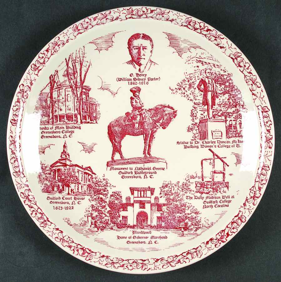 City Plates Greensboro North Carolina-Red - No Box-North Carolina 4-Red by Vernon Kilns-1